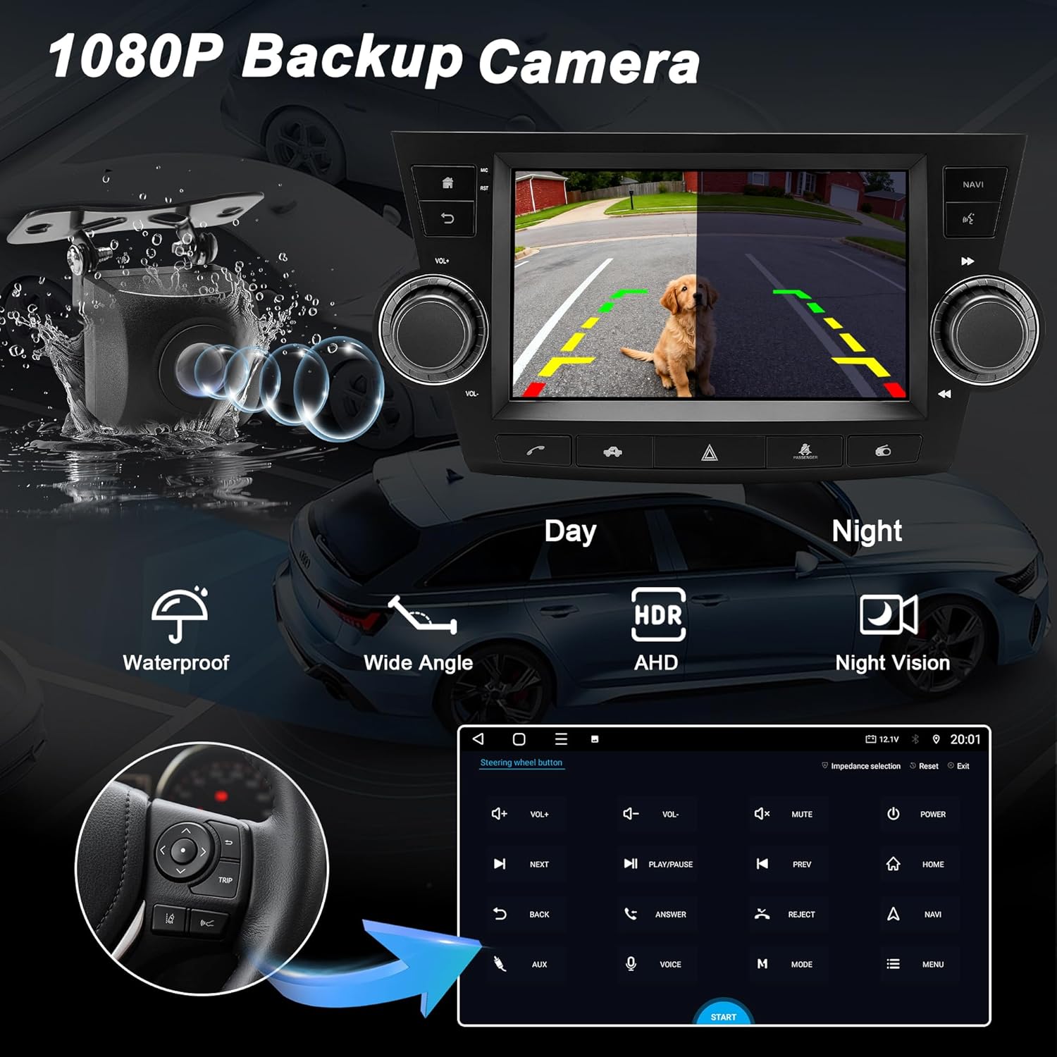 6GB+128GB Head Unit for Toyota Highlander: DSP Android 15 Car Stereo Upgrade Wireless CarPlay & Android Auto with WiFi 6, Bluetooth, GPS, FM/RDS, EQ, SWC, 1080P Backup Camera (2008-2013,OEM)