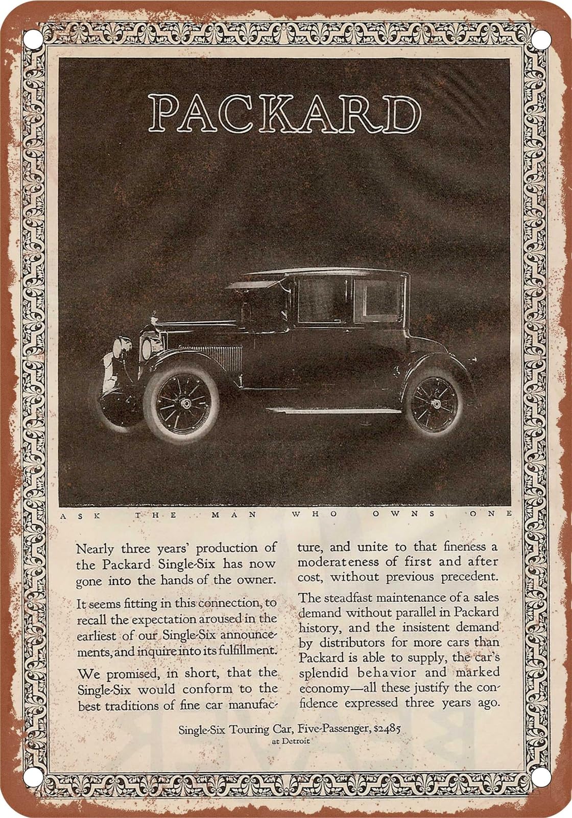 METAL SIGN - 1923 Packard Vintage Ad 08 - Old Retro Rusty Look home decor