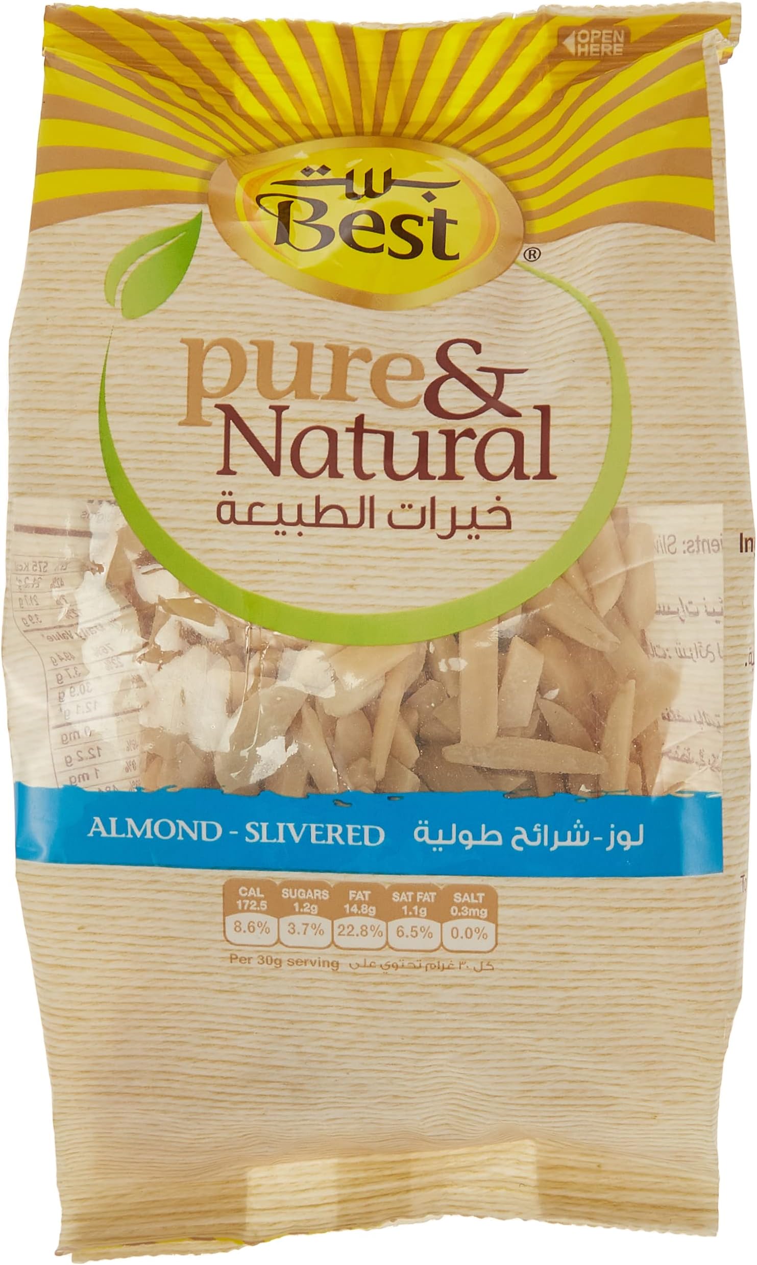 BEST PURE & NATURAL ALMONDS SLIVERED BAG 150GM