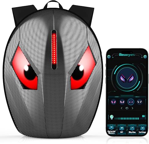 Motorcycle Backpack for Men, LED Backpack With DIY Programmable Full Color Screen, Hard Shell Large Capacity Waterproof Helmet Bag Laptop Backpack
