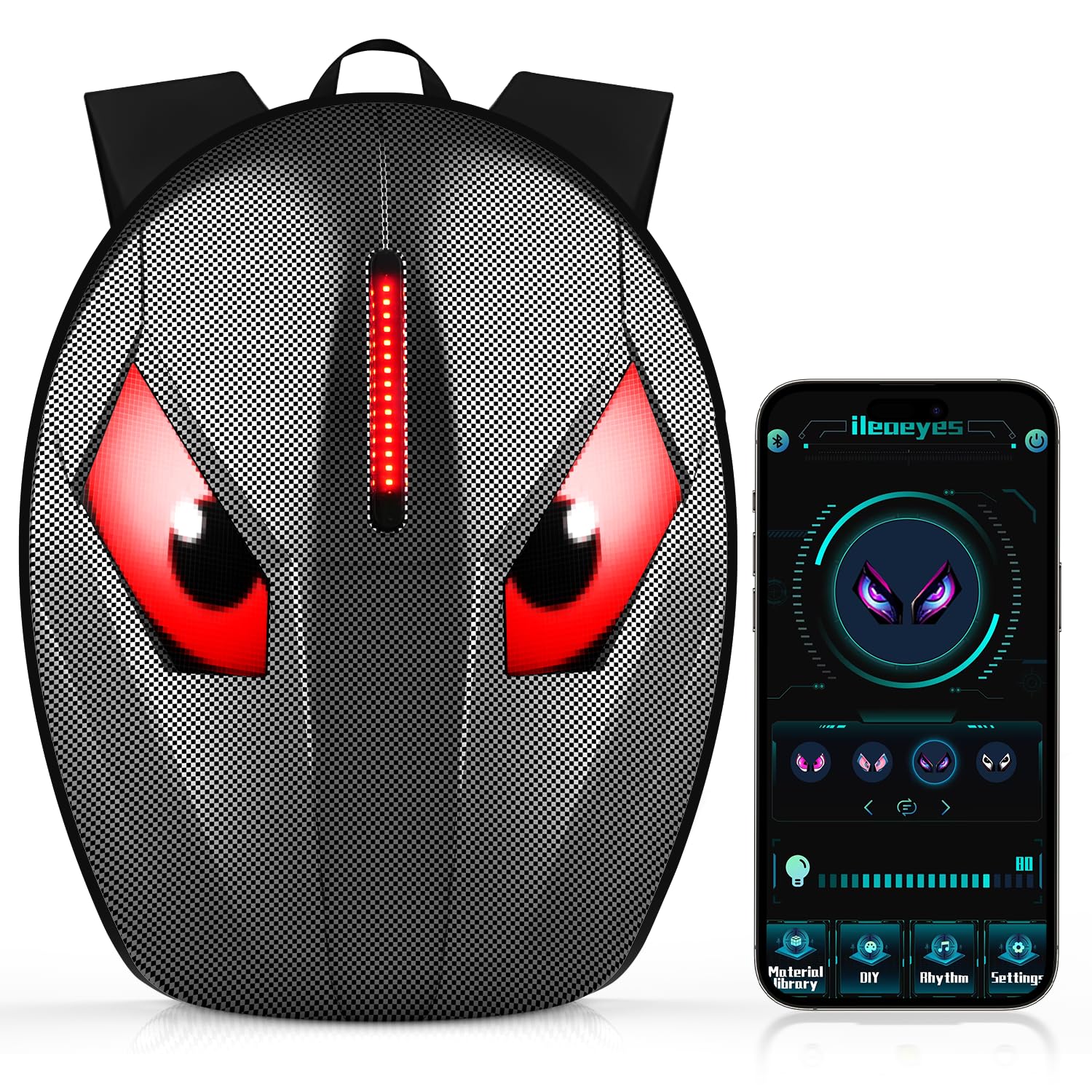 Motorcycle Backpack for Men, LED Backpack With DIY Programmable Full Color Screen, Hard Shell Large Capacity Waterproof Helmet Bag Laptop Backpack
