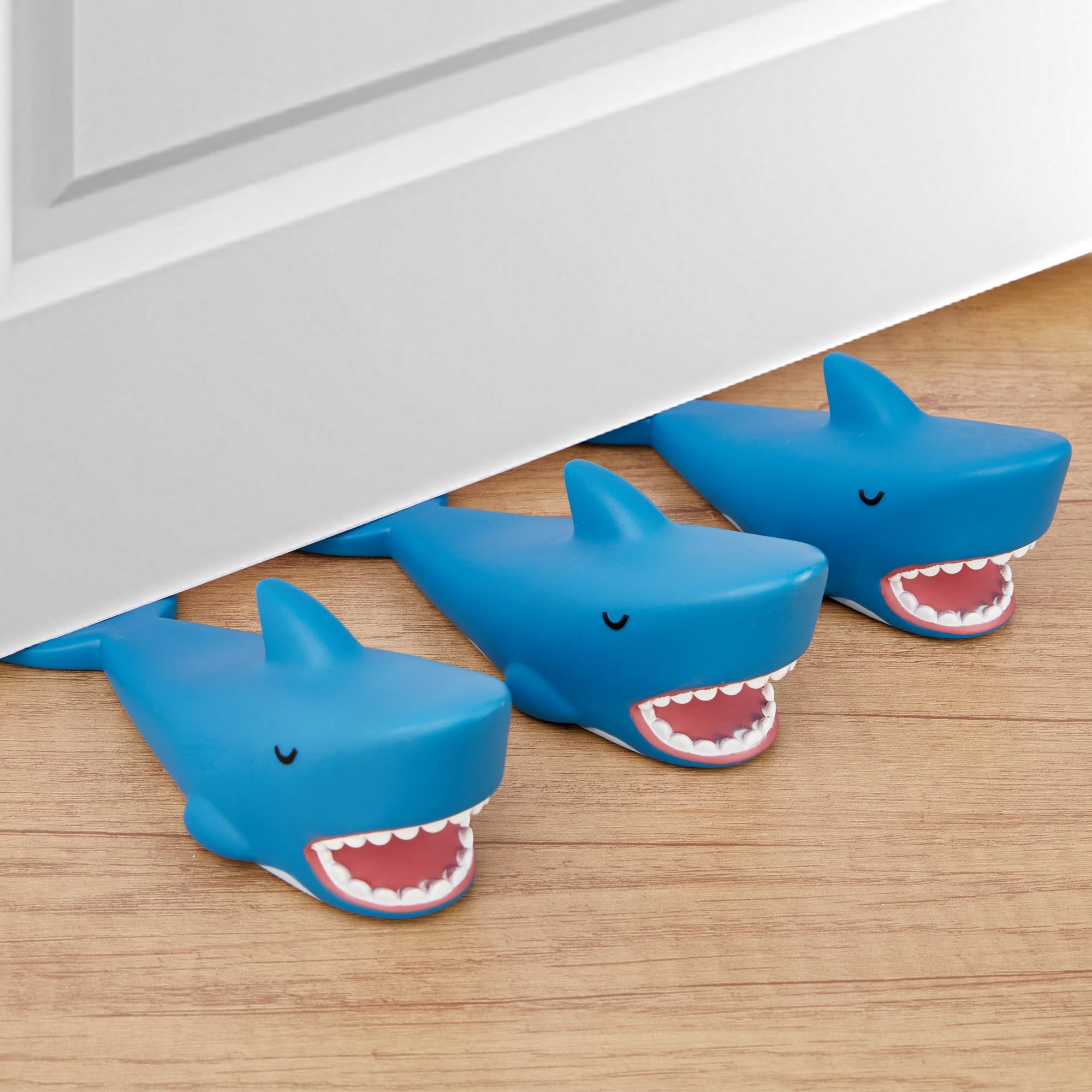 Dormercy 3Pcs Cute Door Stopper, Cartoon Shark Animal Door Stop, Decorative Door Wedge for Home and Office Floor(Patent Registering)