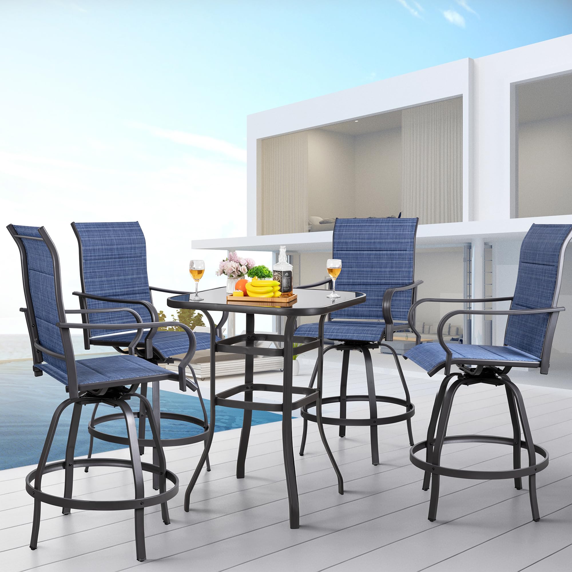 Shintenchi 5 Piece Patio Swivel Bar Stools Set
