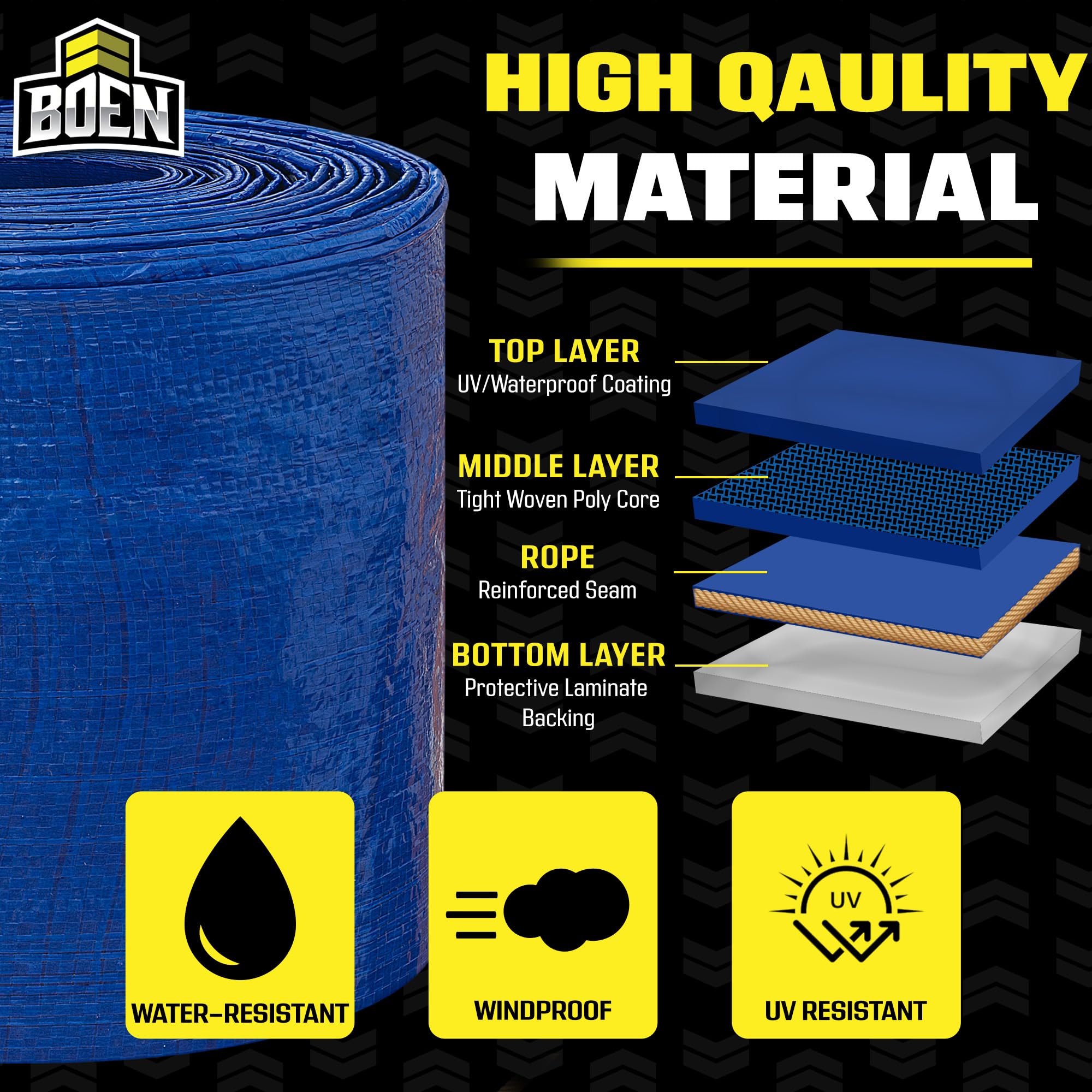 Snapklik.com : Multi-Purpose Large Tarp Waterproof Cover Blue, 16 X 20 ...
