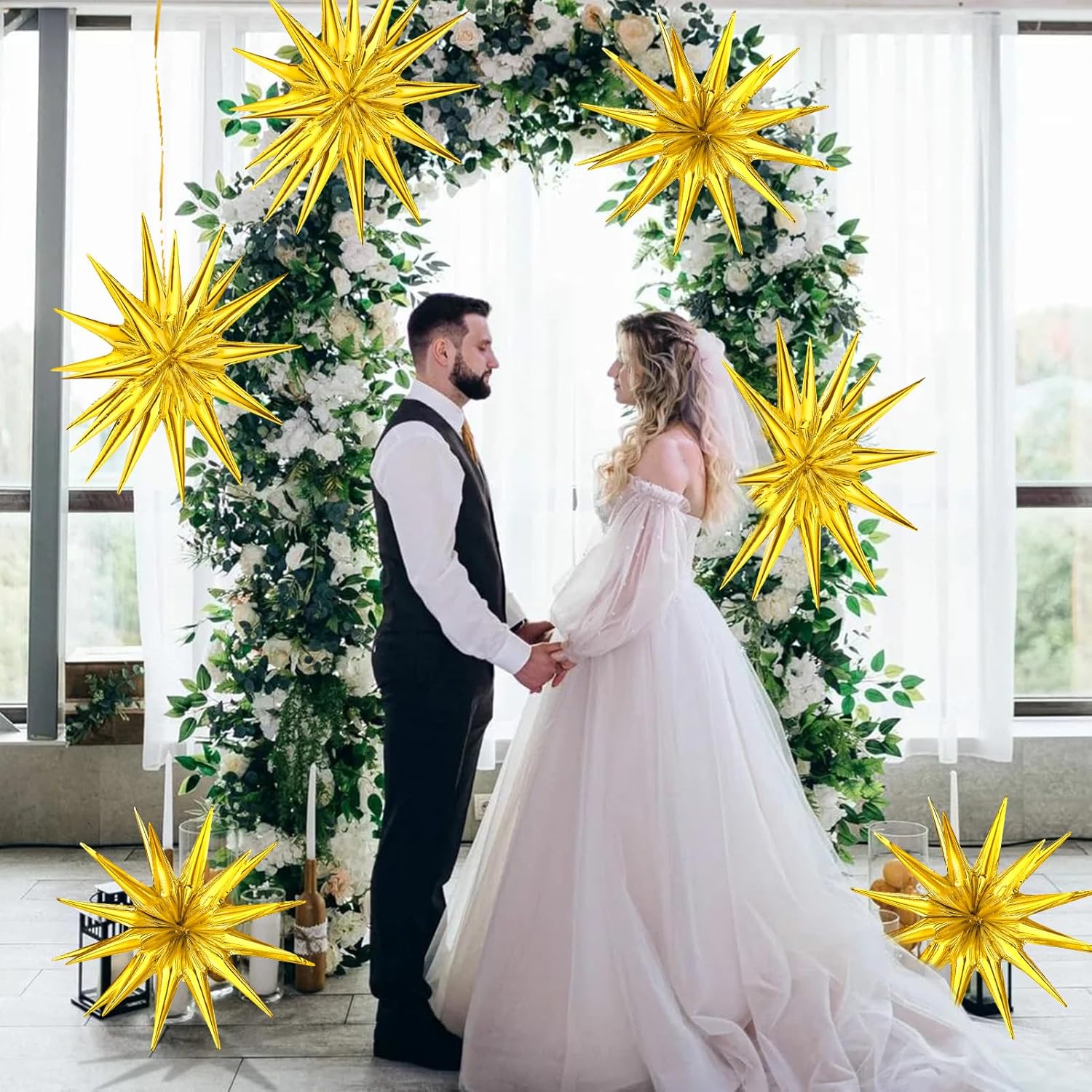 8 Pcs Star Balloons, Huge Gold Explosion Star Aluminum Foil Spike Balloons for Birthday, Baby Shower, Wedding, Bachelorette Party, Disco Party Decorations Supplies - Image 8