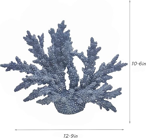 Vista 3 de Estatua de resina para decoración de arrecife de coral azul costero, arrecife de coral marino sintético para estante de baño, mesa de café