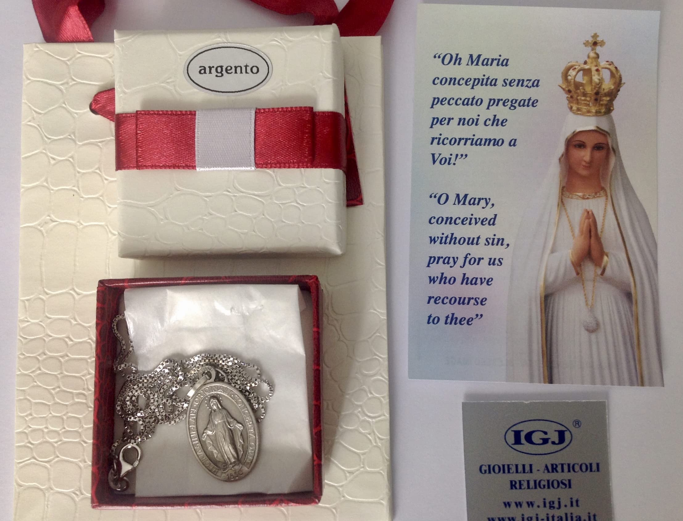 I G J LA MEDALLA MILAGROSA EN PLATA DE LEY 925 - LA ORIGINAL - 100% MADE IN ITALY - LAS MEDALLAS DE LOS SANTOS PATRONOS