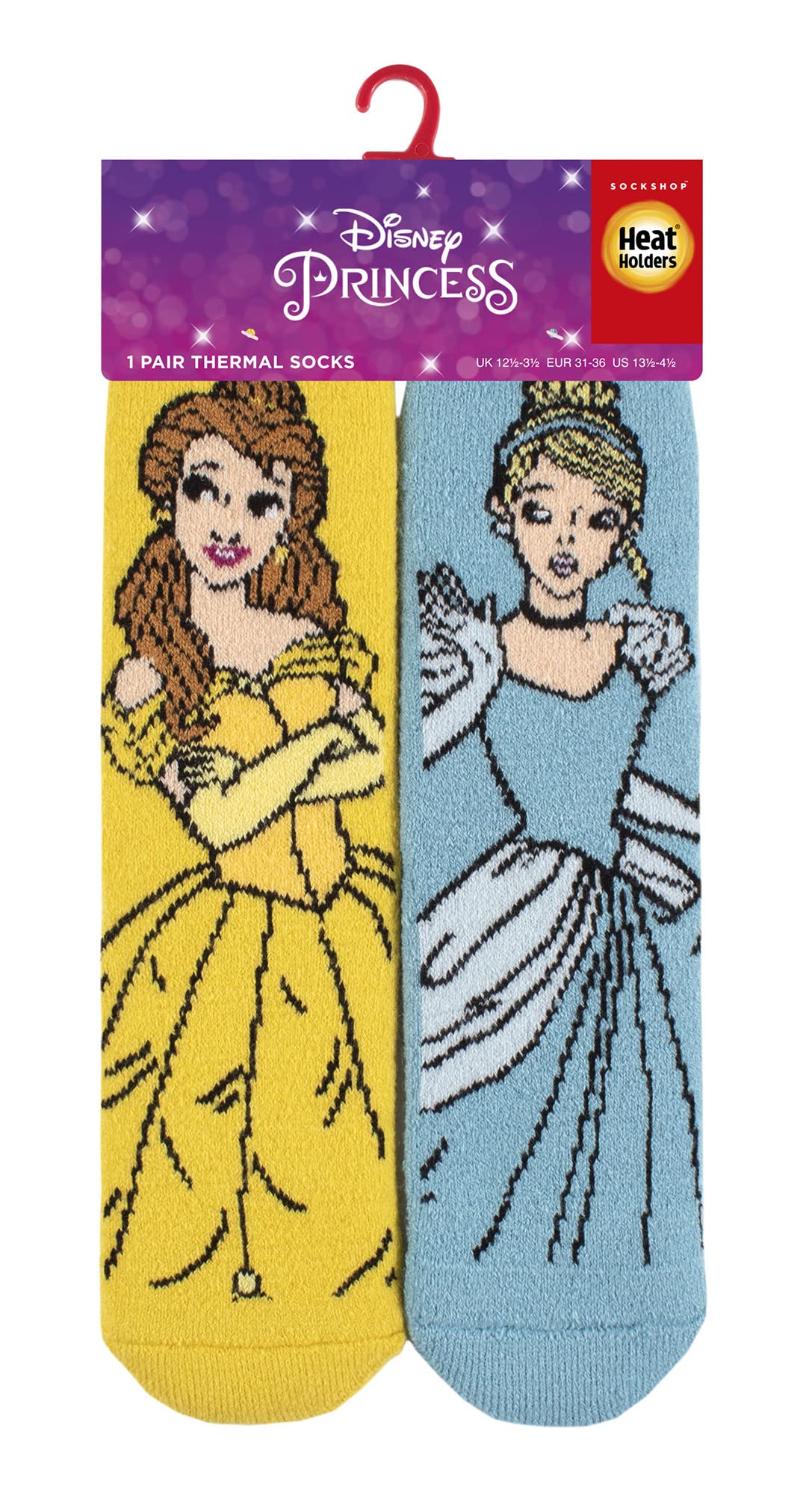 Heat Holders Lite - Calcetines de princesa Disney para niñas | Cenicienta Ariel Frozen Belle