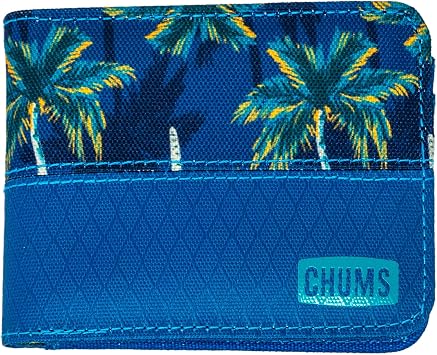 Chums Rover Bifold Wallet - Mens Wallet Slim & Front Pocket RFID Blocking Wallet with Canvas Ripstop Fabric - Palm Tree