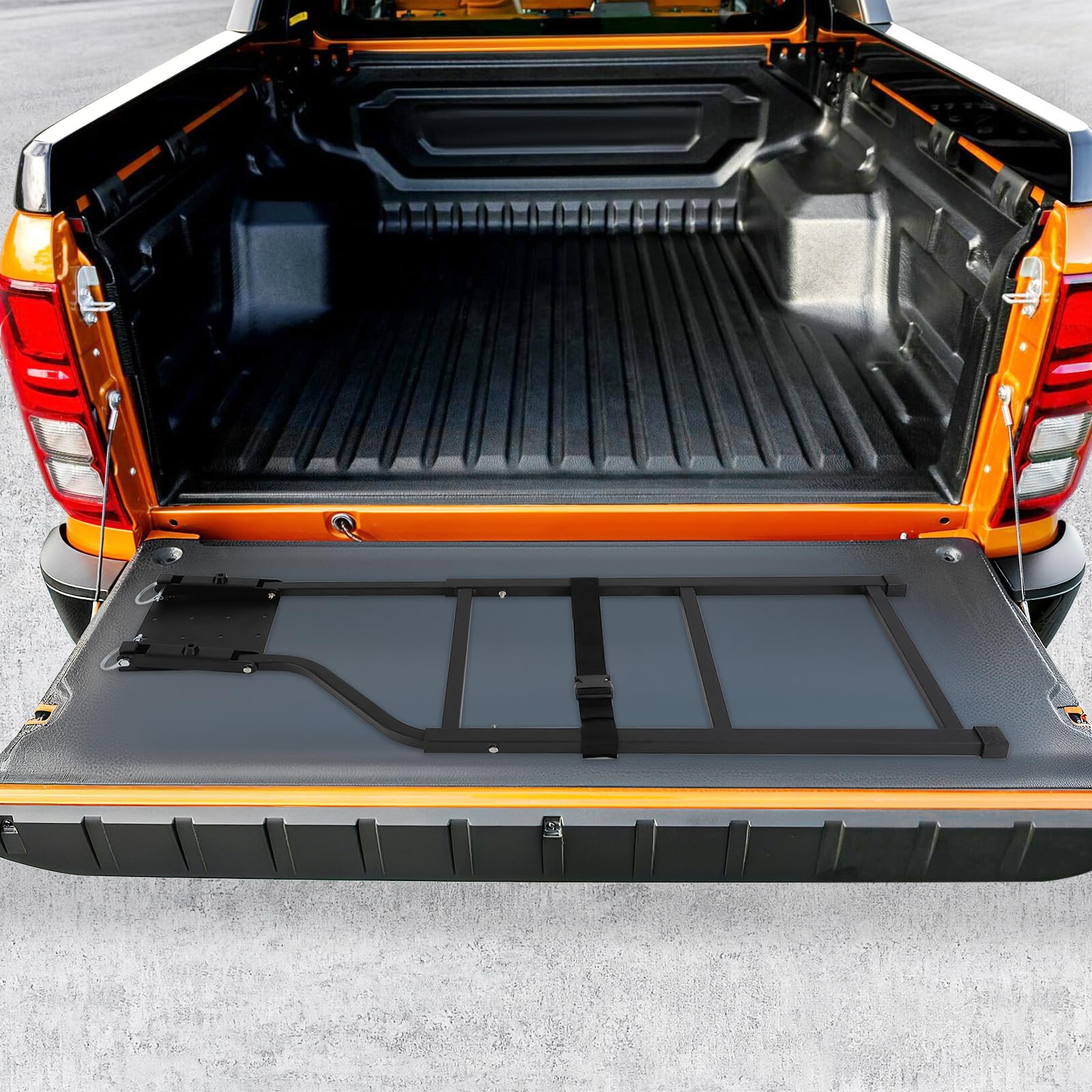 Escalera plegable universal para portón trasero, plegable, con capacidad de carga de 300 kg, para camionetas y furgonetas, altura regulable, escalera de aluminio con pies de goma y cinturones de