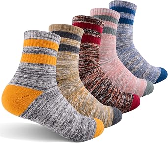 FEIDEER Womens Hiking Walking Socks, Multi-pack Outdoor Recreation Cotton Socks Wicking Cushion Crew Socks