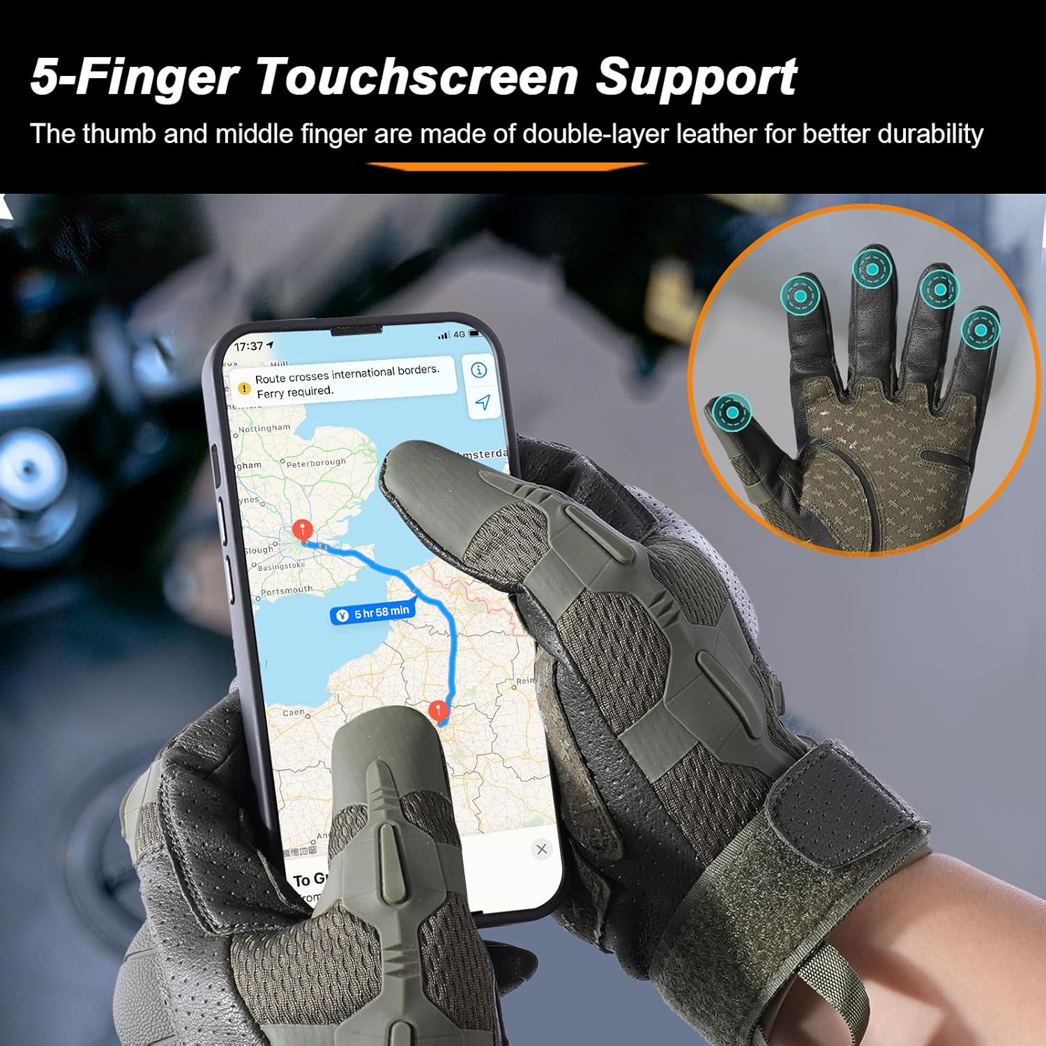 Motorcycle Riding Gloves for Men - Touchscreen, Rubber Guard & Anti-Slip for Tactical Airsoft Paintball Driving Dirt Bike Glove
