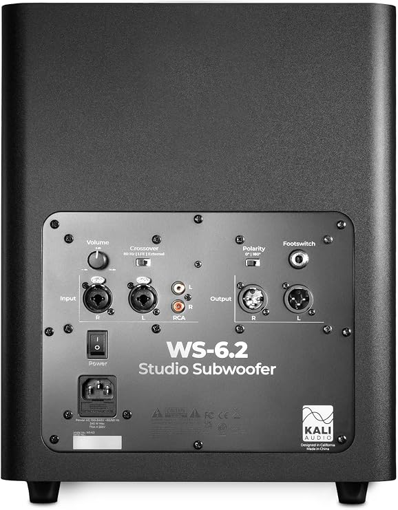KALI AUDIO WS-6.2 Dual 6 Inch Studio Subwoofer - 600W Small Powered Subwoofer for Music Production - 27Hz Deep Bass, Compact & Space-Saving, Vibration-Canceling Dual Drivers, XLR/TRS/RCA Connectivity