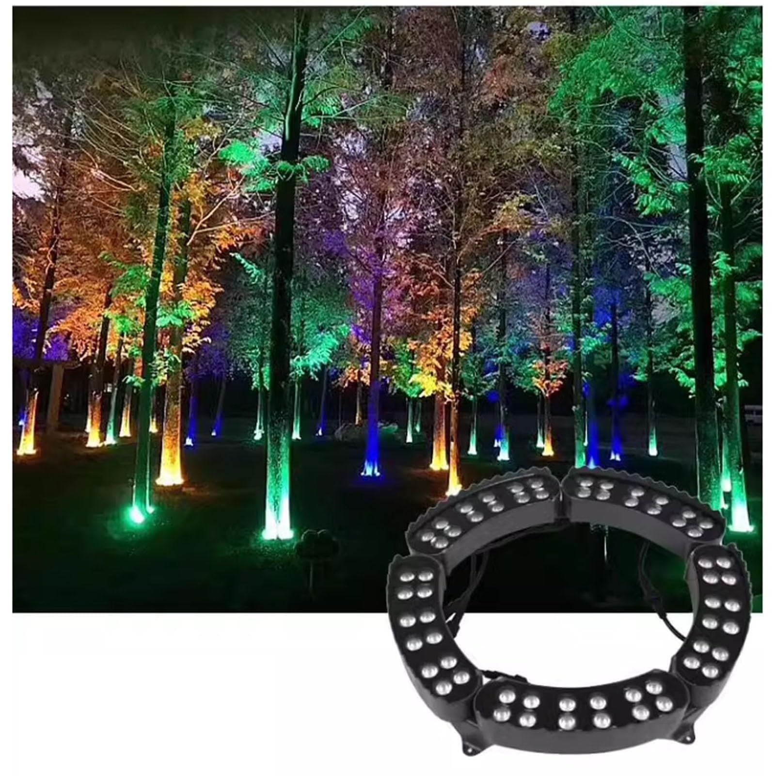 THEGA Luz Sujeción Árboles - Luces Paisaje, Iluminación Jardín Paisaje AC220V, Luces Iluminación Árboles Impermeables Exteriores IP65, Foco Aro Color Circundante Exteriores(Yellow,7PCS(84W))