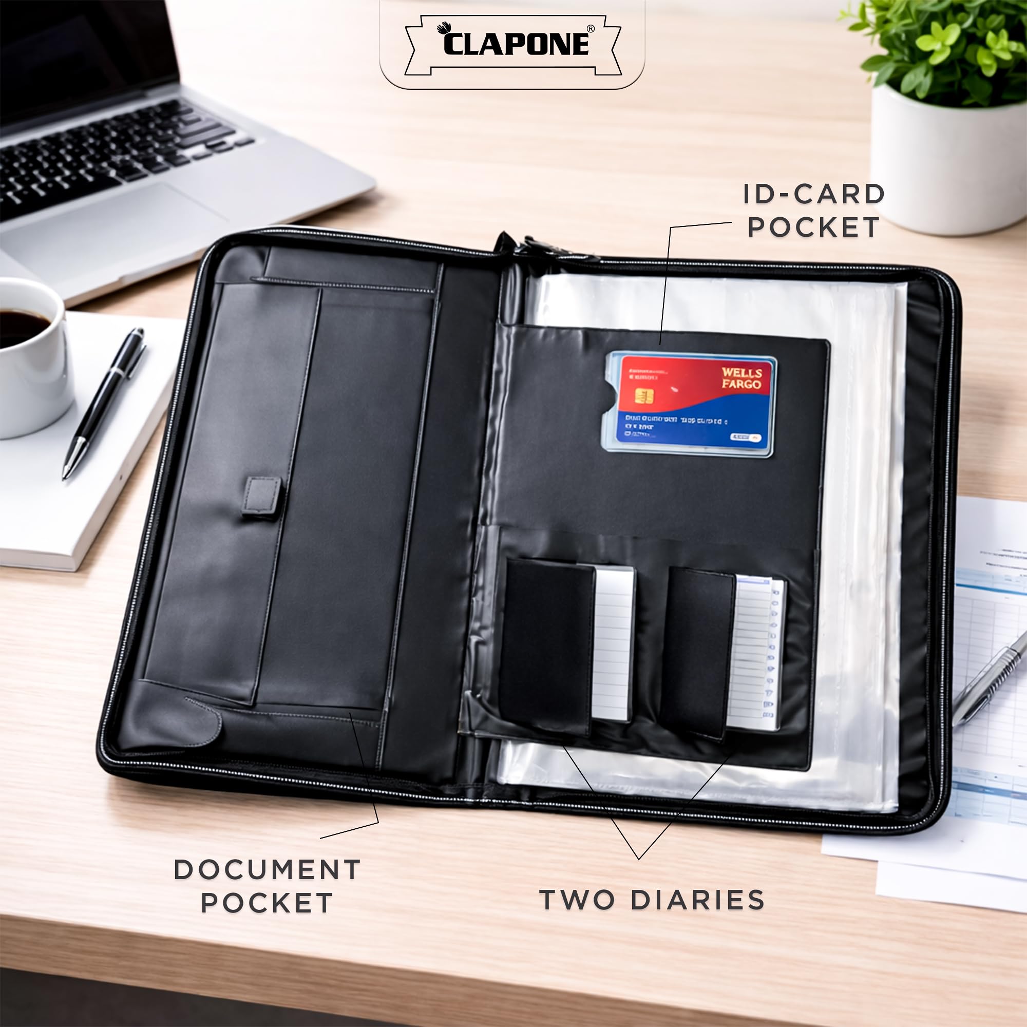 PU Leather 12-Pocket A4 File Organizer Professional Document Holder for Certificates, Legal Documents, Home, Office, Coloured File Folders, Multipurpose, School Use (Grey File) 3