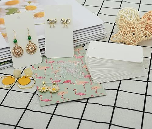 Miniatura 13 de Twavang Juego de portatarjetas para aretes, 100 tarjetas de exhibición de aretes de papel kraft, 100 pares transparentes para aretes con 100 bolsas