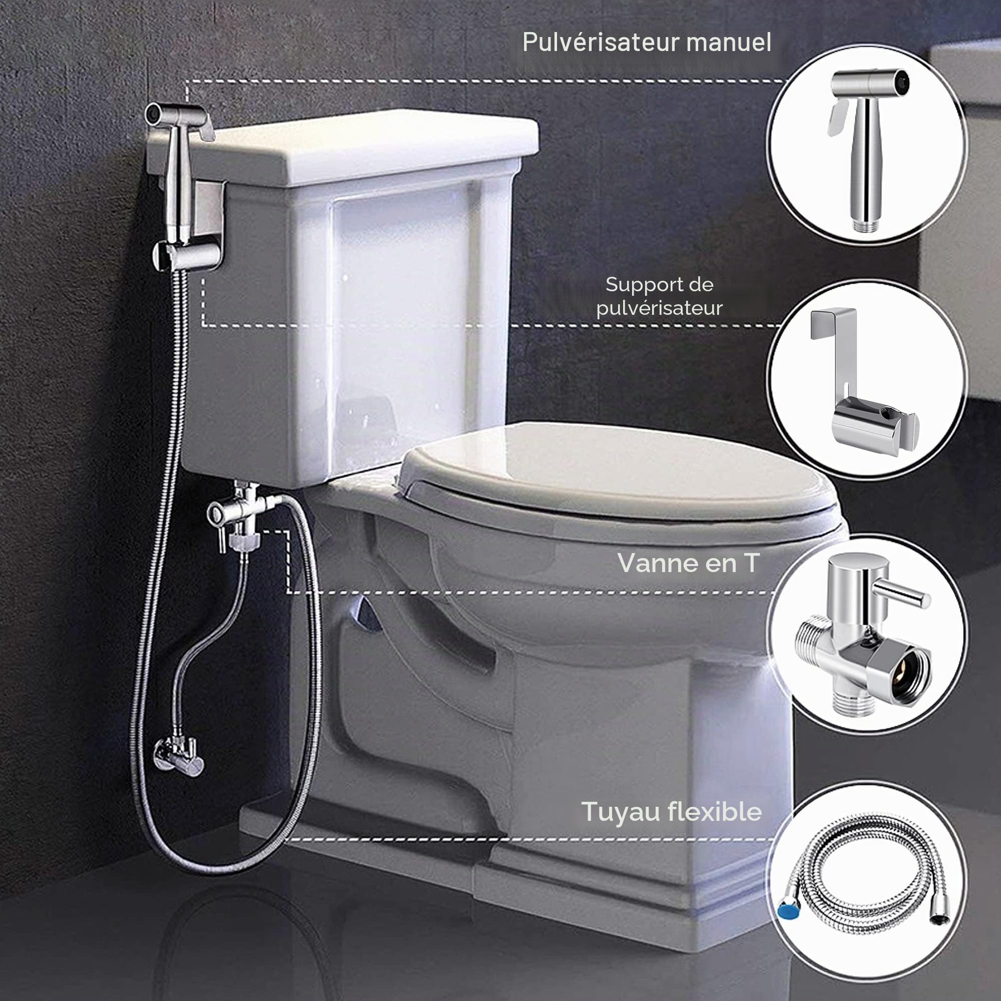 Pulvérisateur de bidet à main WEIDMAX, kit de pulvérisation en nickel brossé en acier inoxydable, nettoyant pour couches en tissu de salle de bain, buse de douche antirouille portable (G1/2''-3/8'')