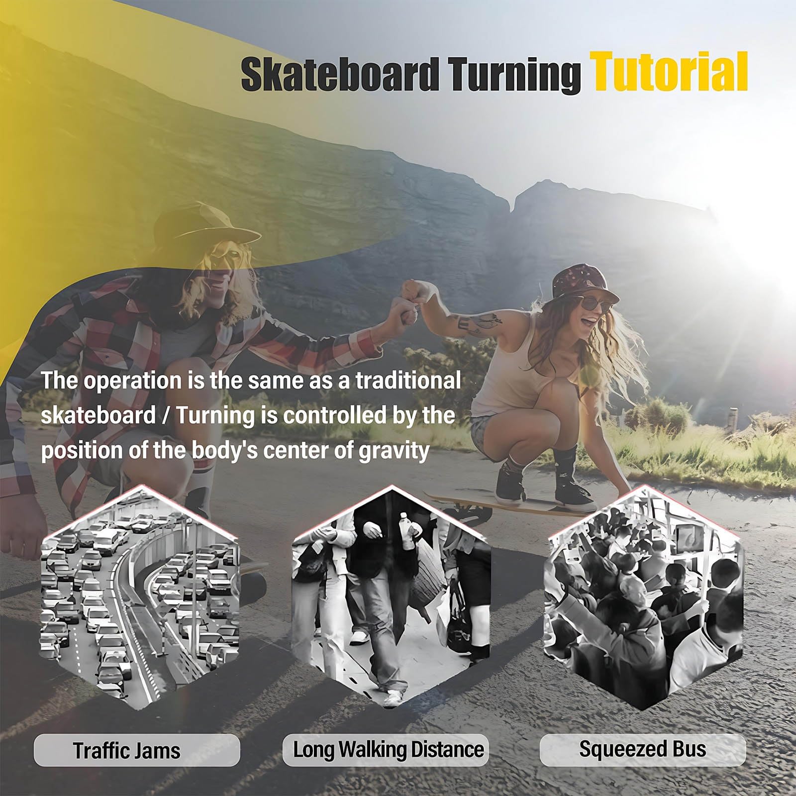 Longboard électrique Adulte, Skateboard électrique Portable pour Débutants, Plateau érable, Vitesse Réglable, Freinage Doux, Charge Rapide 90 Min, Autonomie 25 Km