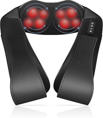 Masajeador de espalda, cuello y hombros con calor, almohada de amasamiento 3D de tejido profundo, masajeador eléctrico de cuerpo completo para