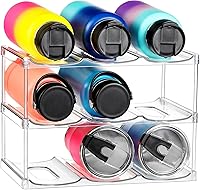 Stackable 3-Tier Water Bottle Organizer for Stanley 40oz Tumblers - Larger 4.3" Compartments, Clear Acrylic Holder for Cabinet, Fridge, Pantry - Holds 9 Bottles