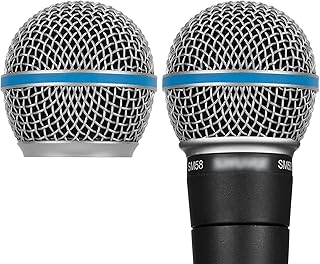 GEEKRIA for Creators Microphone Replacement Grille for Shure SM58, SM58-LC, SM58S, BETA 58A, SV100, PGX24, SLX4 Mic Head Cover, Microphone Ball Head Mesh Grill, Capsule Parts (Silver / 2 PACK)