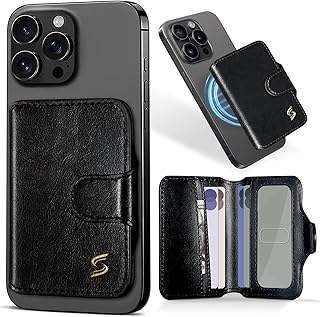 for Magsafe Wallet Magnetic Phone Wallet Card Holder for iPhone 17 16 15 14 13 Pro Max Plus, 5 Slots RFID Blocking, Strong Magnet, Luxury Leather Mag Safe Wallet for Women Men, Black