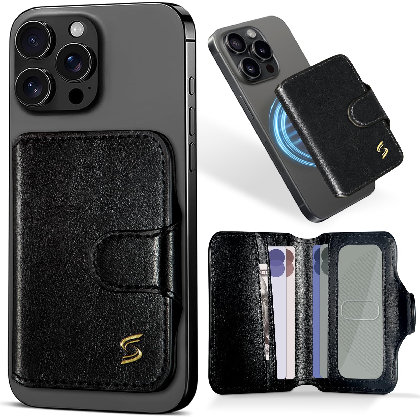 Samgg for Magsafe Wallet Magnetic Phone Wallet Card Holder for iPhone 17 16 15 14 13 Pro Max Plus, 5 Slots RFID Blocking, Strong Magnet, Luxury