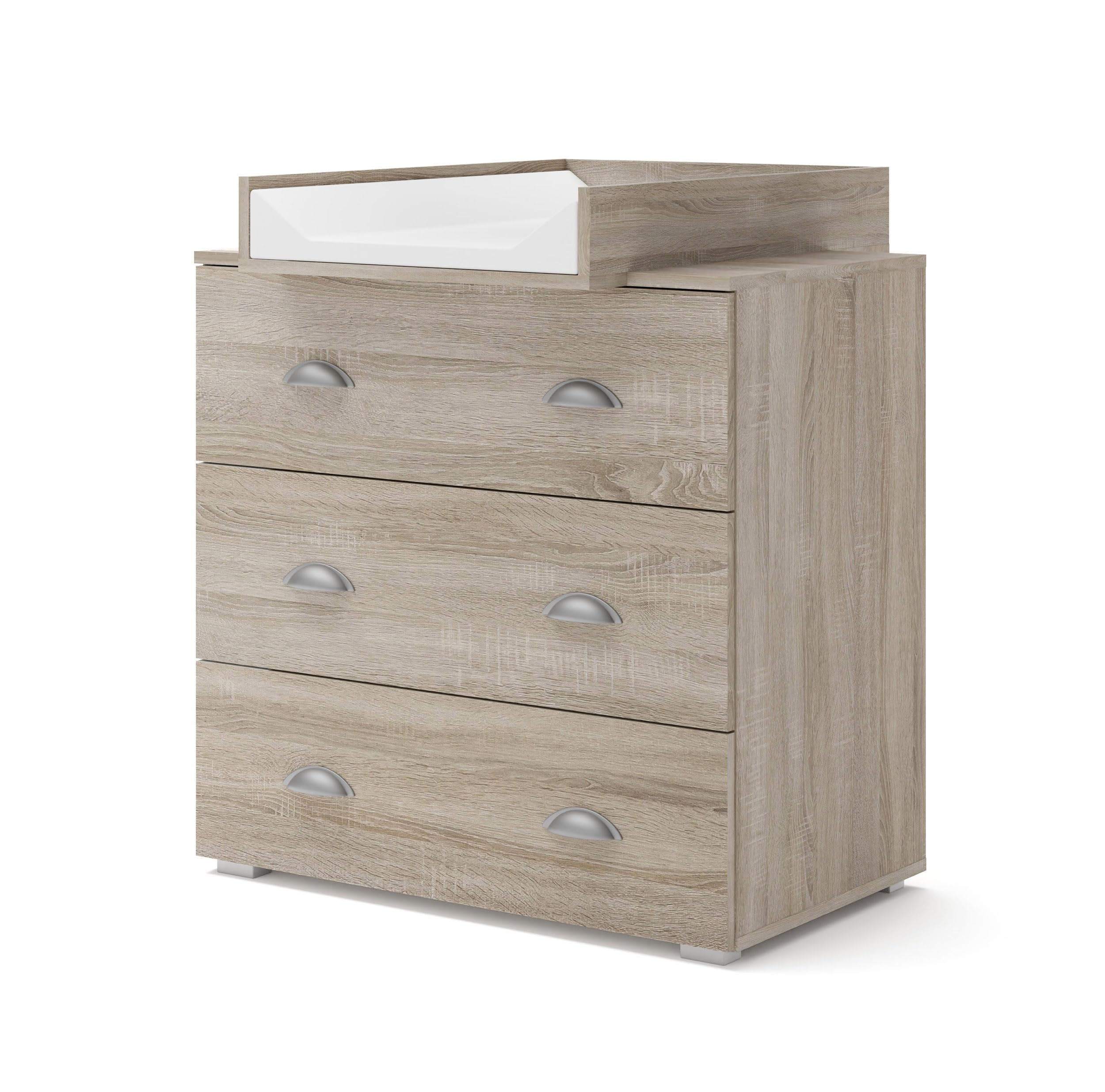 BIM Furniture Commode à Langer Bébé, Table à Langer, Plan à Langer Inclus 3 Grands Tiroirs Rangement pour Chambre de Bébé Chêne Sonoma (L: 80 x H: 90 cm) Mia