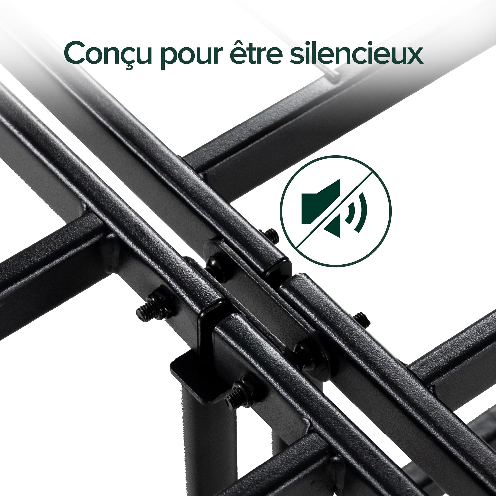 Zinus SmartBase Sommier 140x190 cm Pliable sans Montage - Cadre de Lit 2 Personnes en Métal avec Lattes - Hauteur 33 cm pour Rangement - Noir