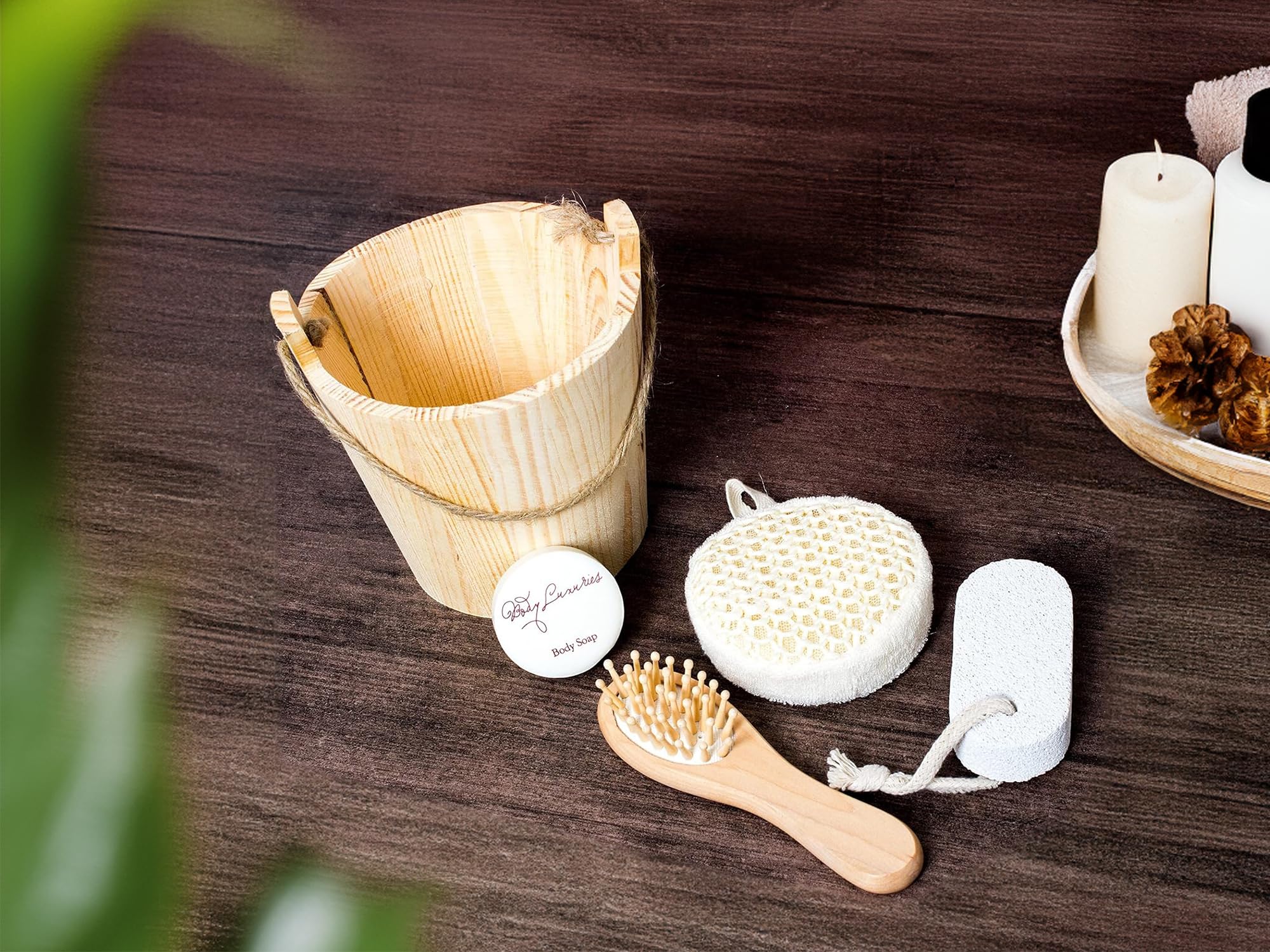 BRUBAKER Cosmetics Coffret de bain & bien-être 5 Pièces Baquet en Bois