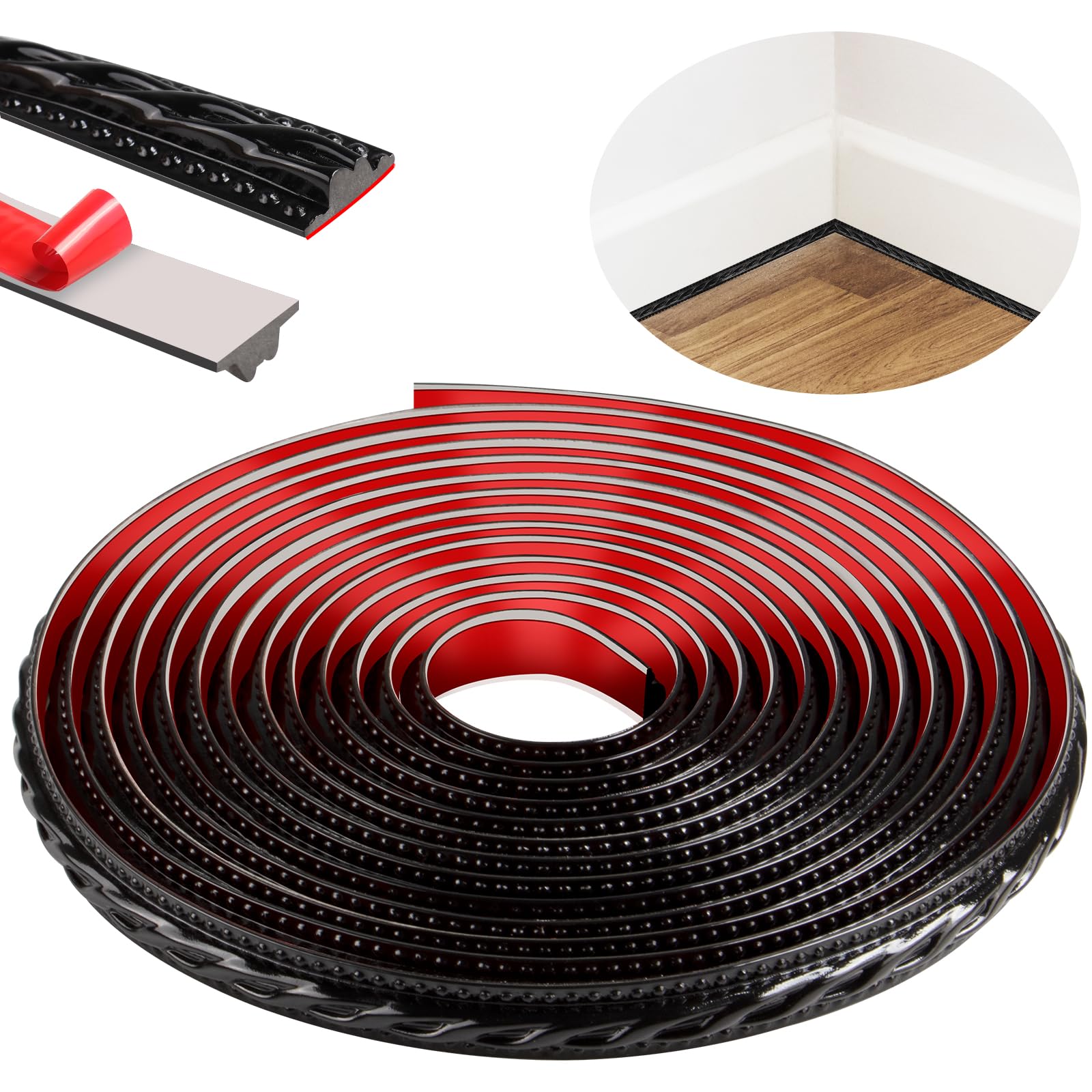 600cm Self-Adhesive Moulding Trim, Peel and Stick Ceiling Coving,3D Wall Trim for Mirror Frames, Furniture, Door Frames, Ceilings, Home Decoration(Black)