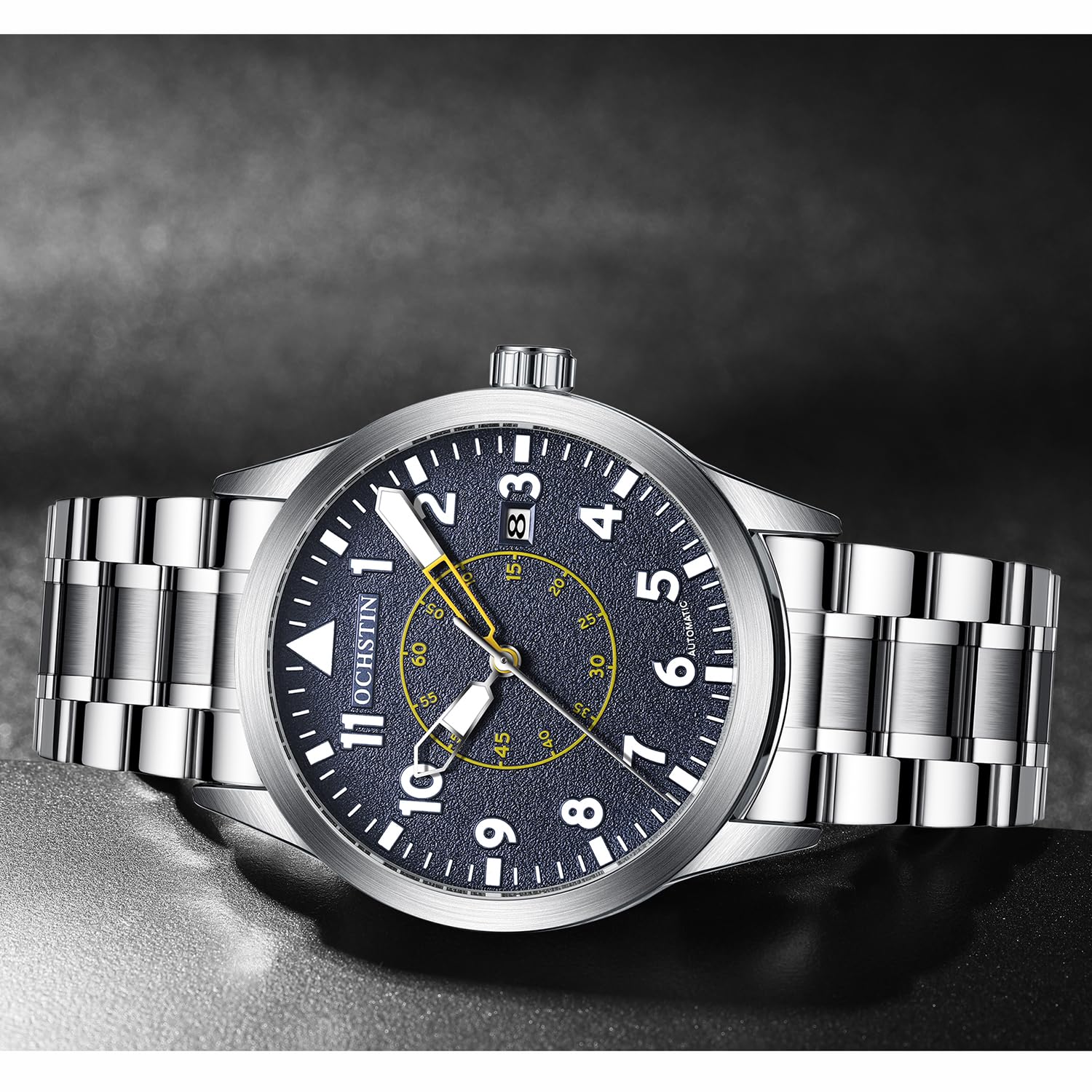 Orologio Meccanico Automatico da Uomo a Carica Automatica Datario Militare Sportivo da Uomo con Cinturino in Pelle/Acciaio Inossidabile