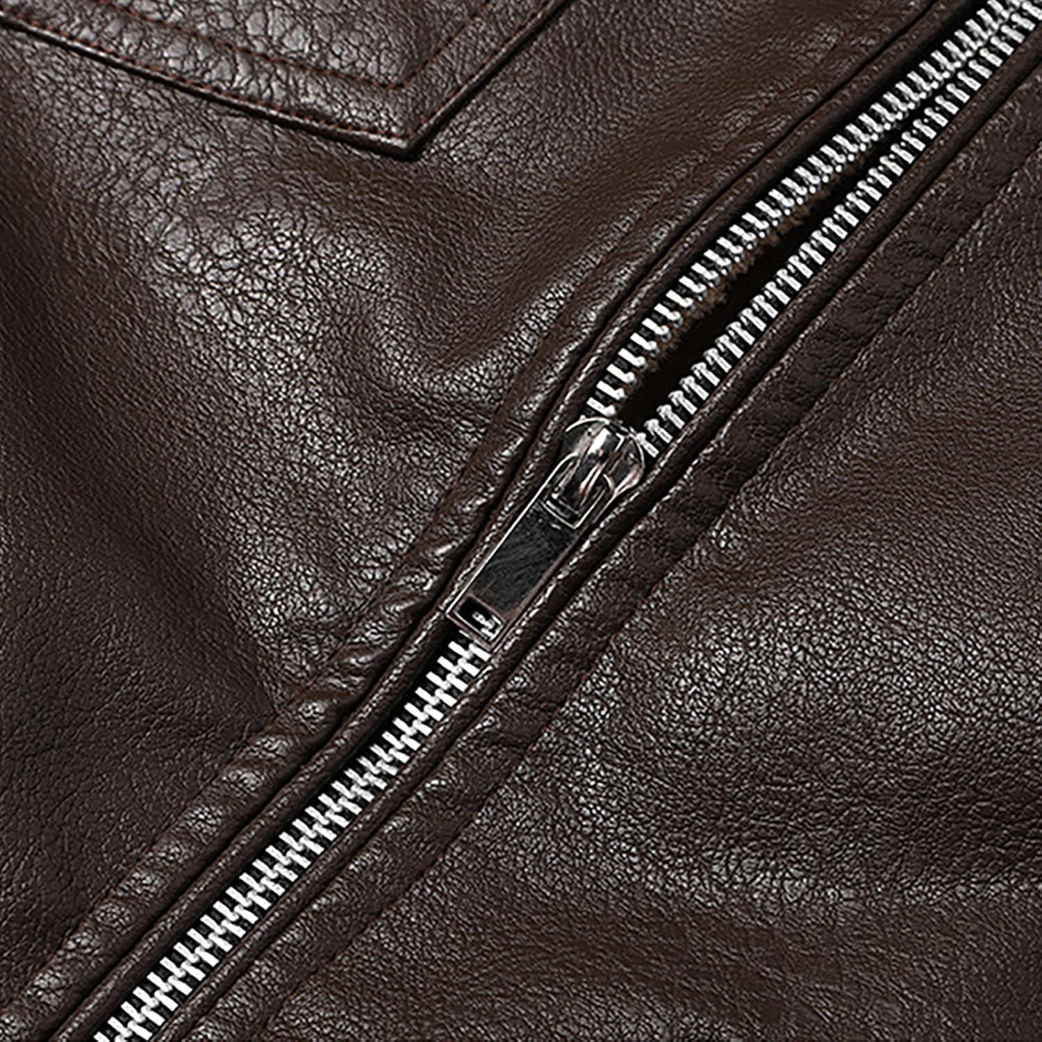 Cambkatl Vintage Distressed Leather Vest for Men Warm Fleece Lined Motorcycle Jackets Sleeveless Causal Stylish Winter Coats