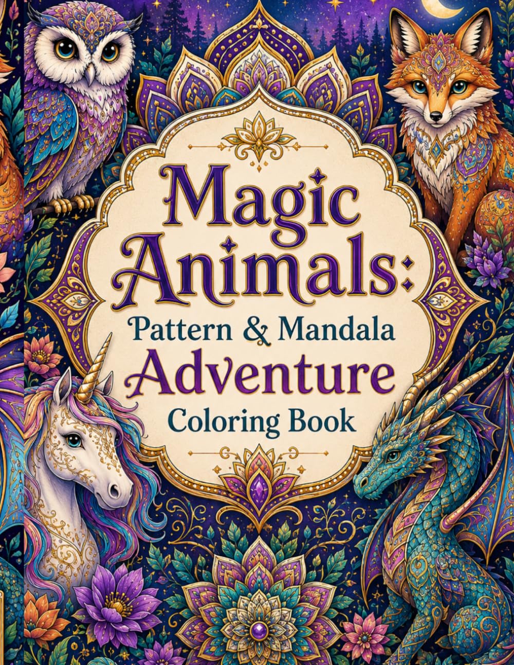 Magic Animals: Pattern & Mandala Adventure Coloring Book