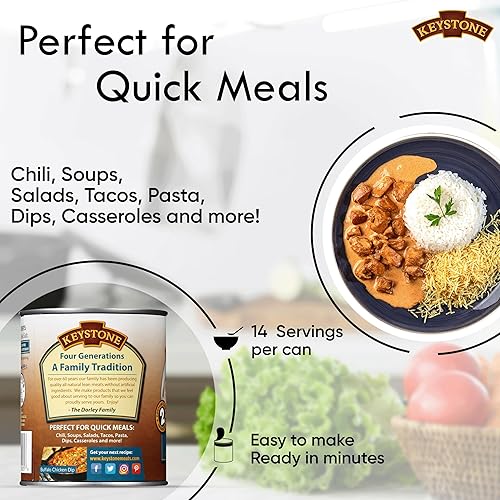 Miniatura 7 de Keystone All Natural Premium Pollo enlatado de 28 onzas totalmente cocido, sin agua añadida, listo para carne, comidas rápidas, supervivencia de