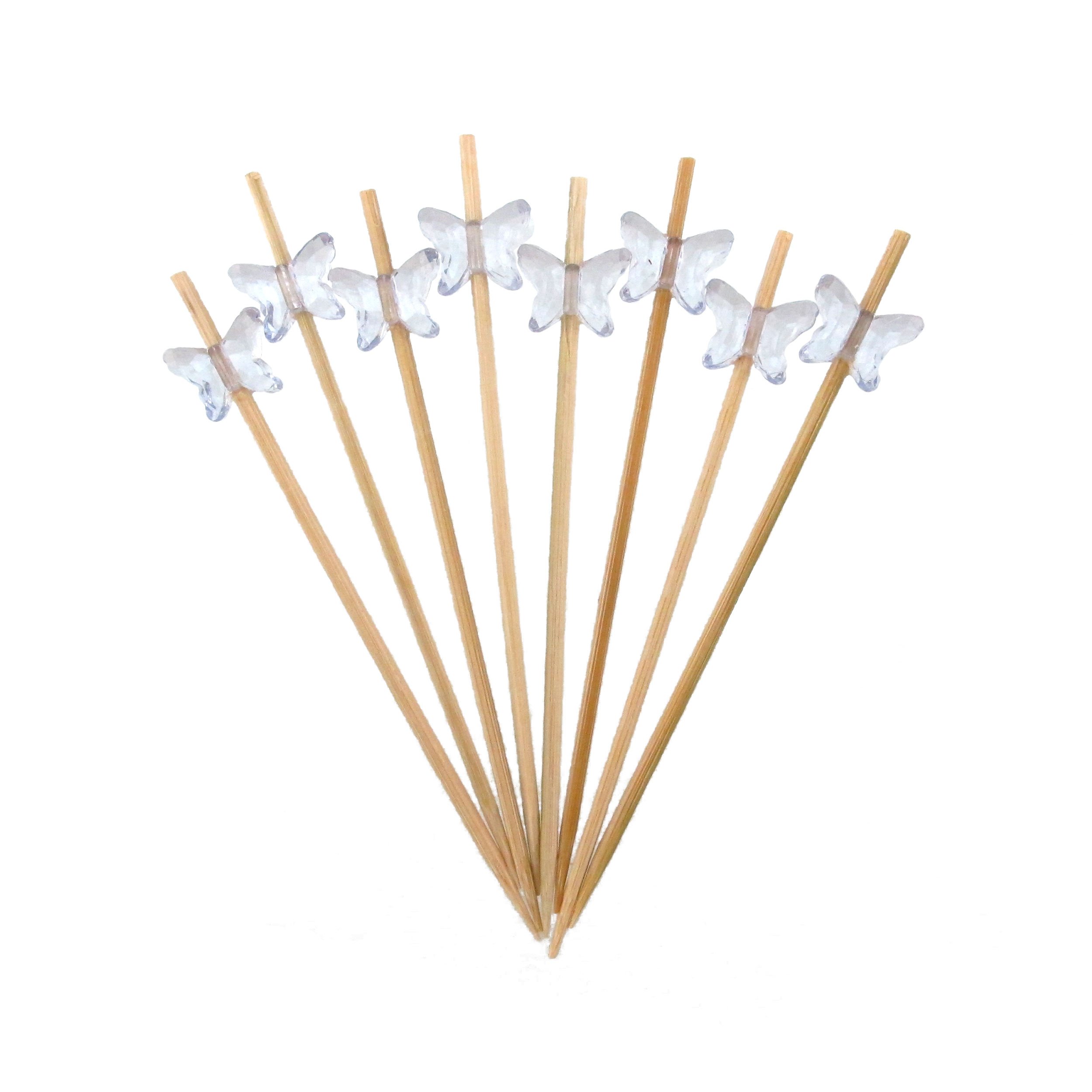 Picks en bambou papillon acrylique translucide 10 cm haut de gamme