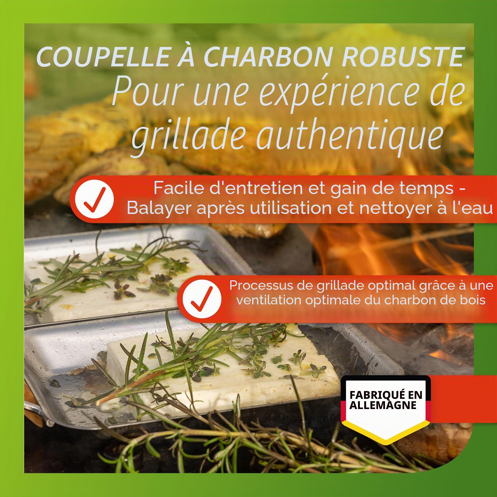 bellissa bac à Charbon émaillé - 95585 - barquette pour Grill en tôle d'acier émaillée pour Emplacement pour feu en gabionle - diamètre 65 cm, Hauteur 10 cm