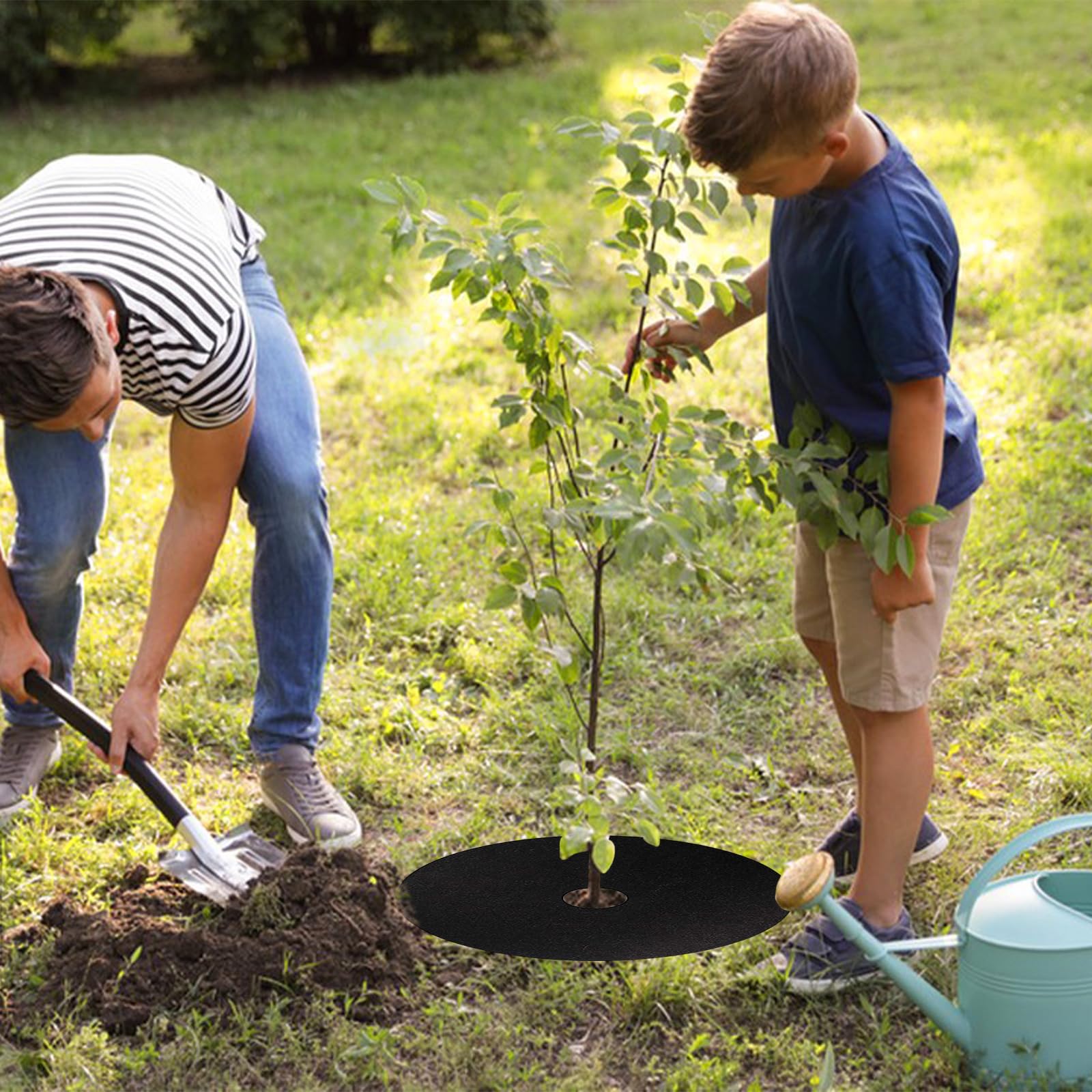 Set di 12 tele anticattive erbe, cuscino rotondo in tessuto non tessuto, biodegradabile, pacciamatura, giardino, tela invernale, pianta esterna, per nuovi alberi, fruttetti, paesaggio, diametro 52 cm