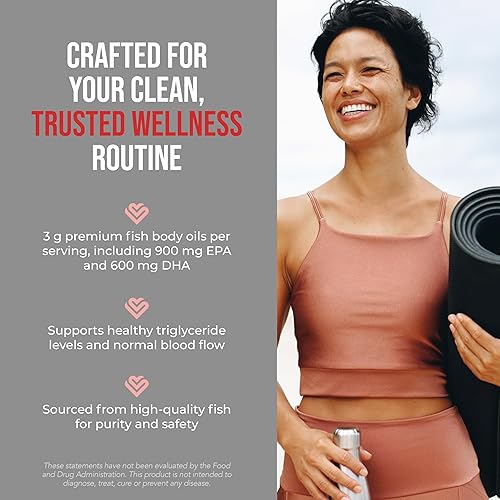 Miniatura 3 de Heart Health Essential Omega 3 Aceite de pescado con vitamina E – Suplemento de aceite de pescado Omega 3 de alta potencia con EPA y DHA – Cápsulas