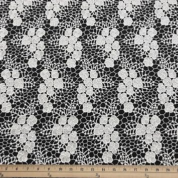 Azalea Guipure Corded French Lace Embroidery Fabric 52" Wide Many Colors White