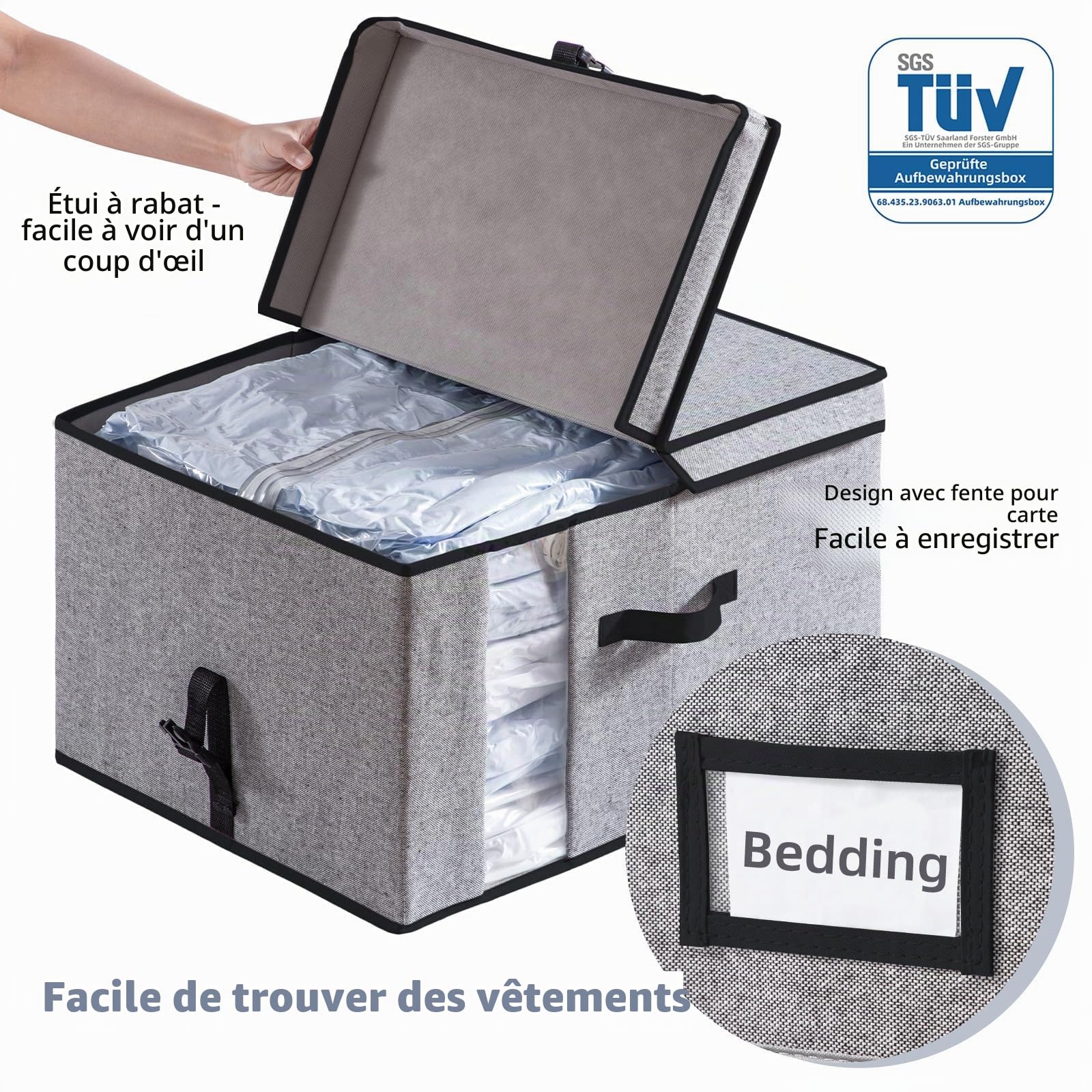 TAILI Sac de Rangement Sous Vide avec Boîte(1 Boîte + 1 Sac) - 2 en 1-53 x 38 x 30 cm Housse Pour couettes, vêtements, linge de lit - Pliable sous le lit - Économisez 80% d'espace