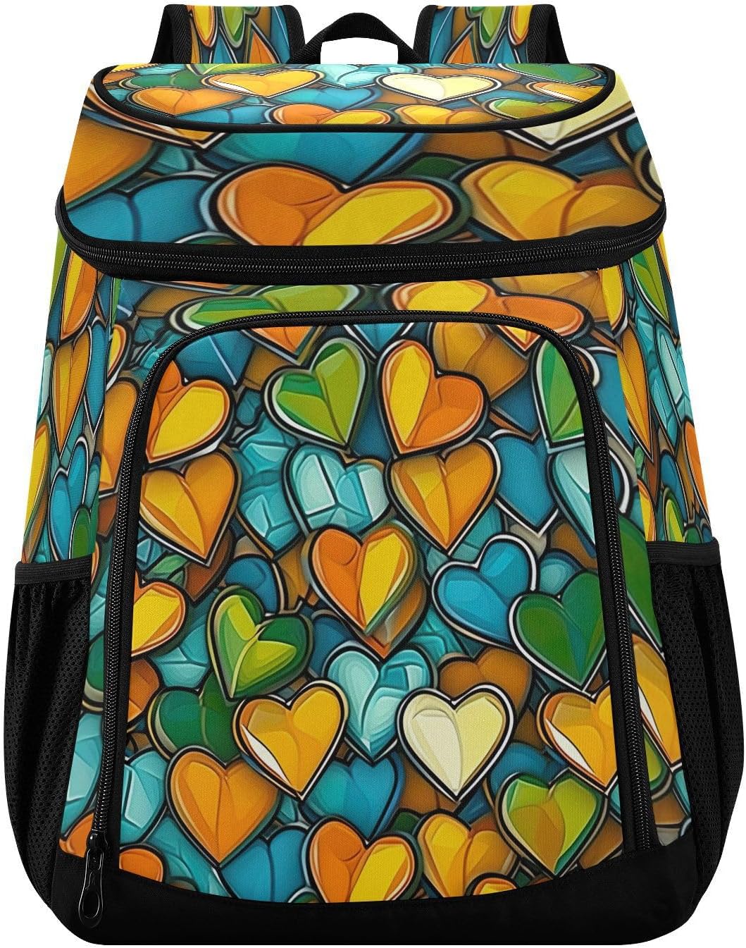Colored Hearts Cooler Backpack 36 Cans Leakproof Waterproof Backpack Cooler Bag Beach Accessories Travel Camping Fishing Backpack for Women Men