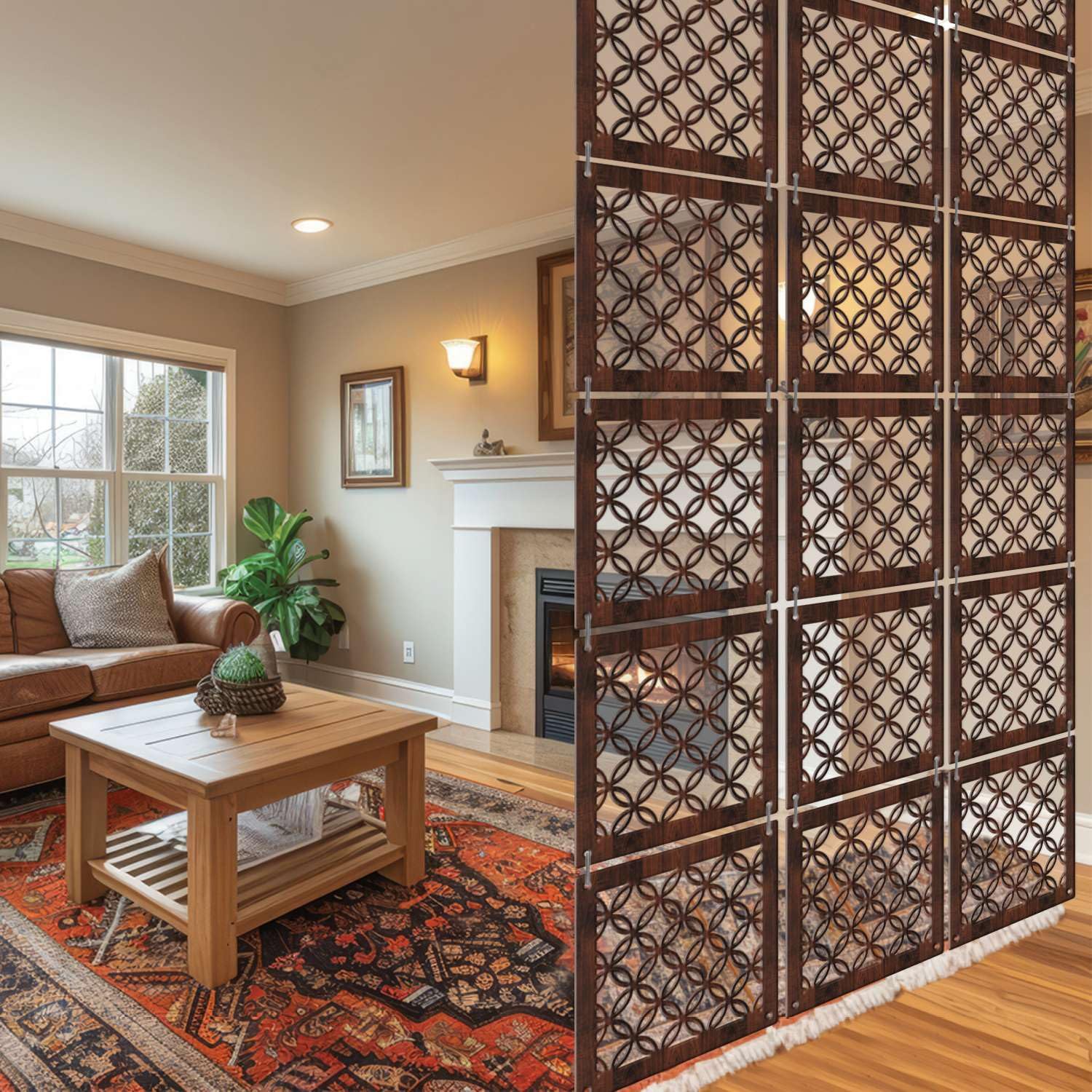 RANDOM 12-Piece Hanging Room Divider with Hooks Modern Decorative Partition Panels for Bedroom Living Room Dining and Pooja Ghar (RSD-4152)