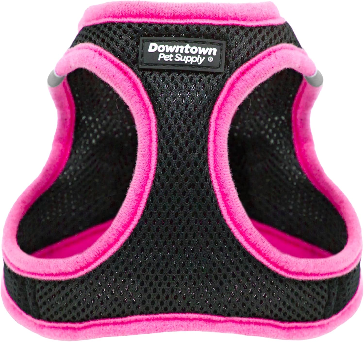 Downtown Pet Supply Step in Dog Harness No Pull, X-Large, Black w/Pink Trim - Adjustable Harness with Padded Mesh Fabric and Reflective Trim - Buckle Strap Harness for Dogs