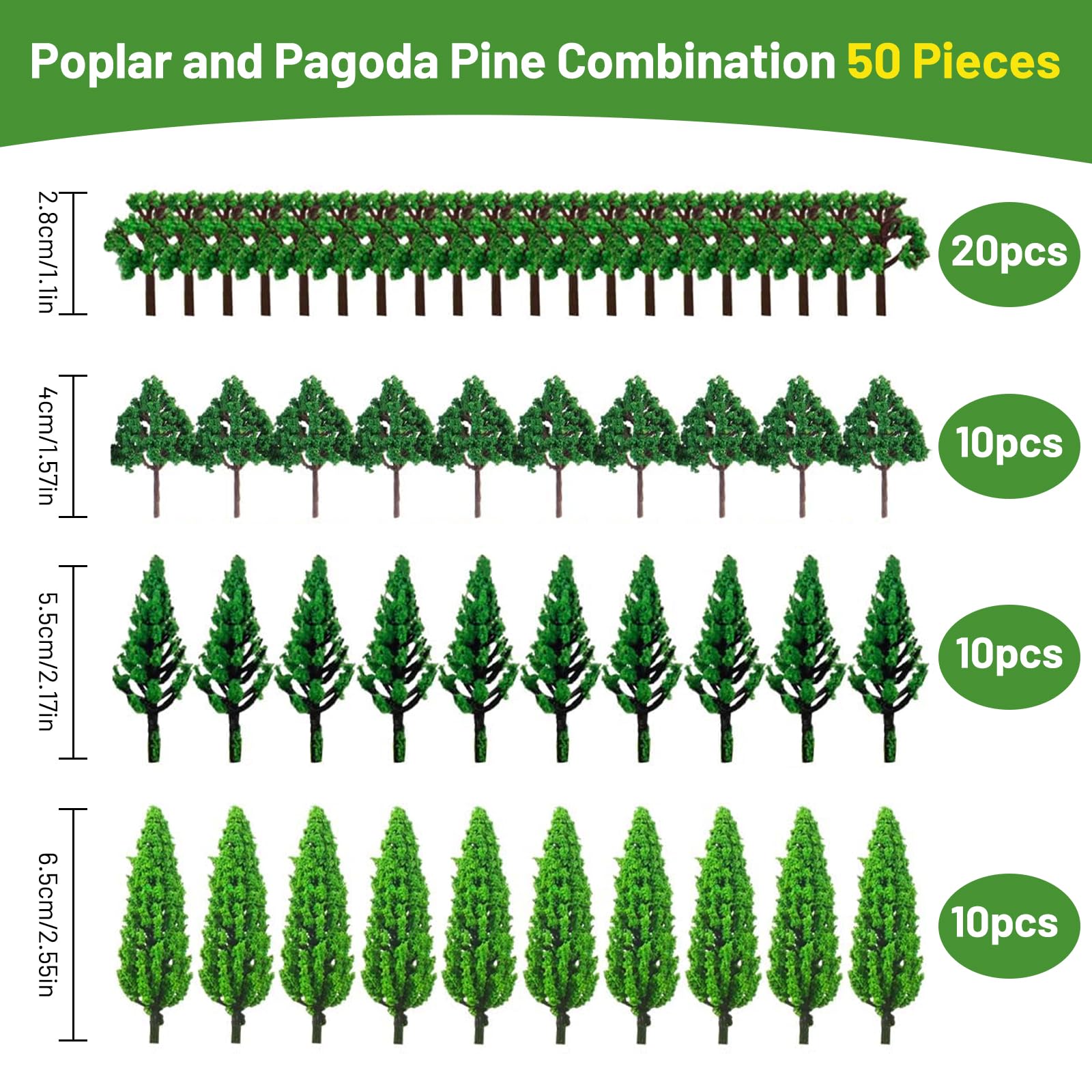 HSMHLYYB 50pcs Miniature Trees, Railway Trees, Diorama, Trees, Architecture, Trees, Model Making, Landscaping, Mixed Forest for DIY - Image 2