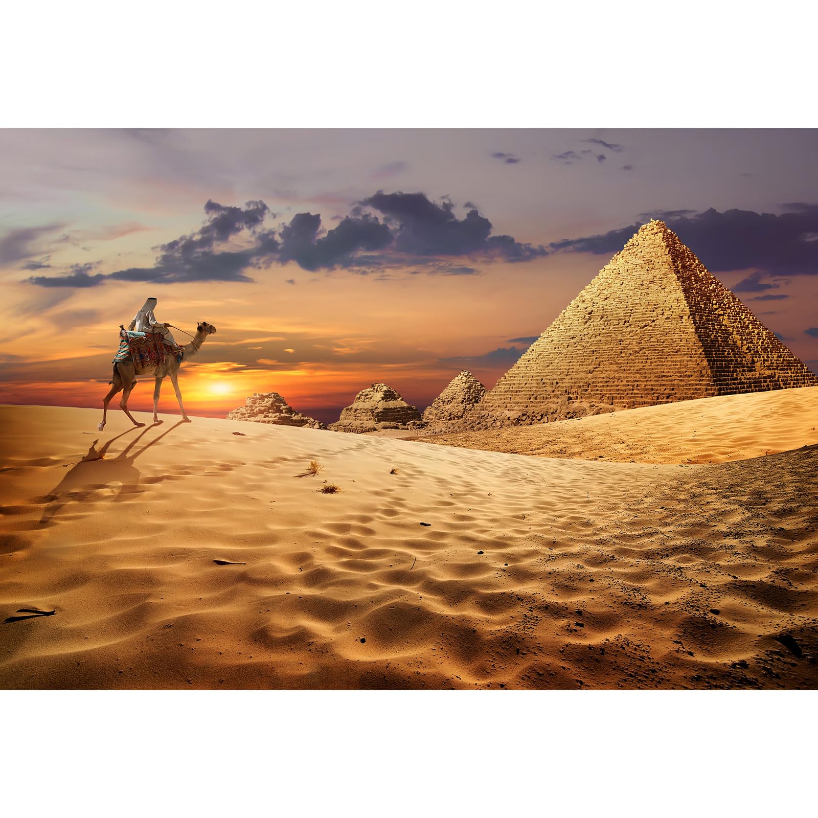 Riivvdise Egyptian Pyramids Aquarium Background Sunset Desert Pyramids Terrarium Background Bedouin on Camel Near Pyramids Reptile Habitat Background