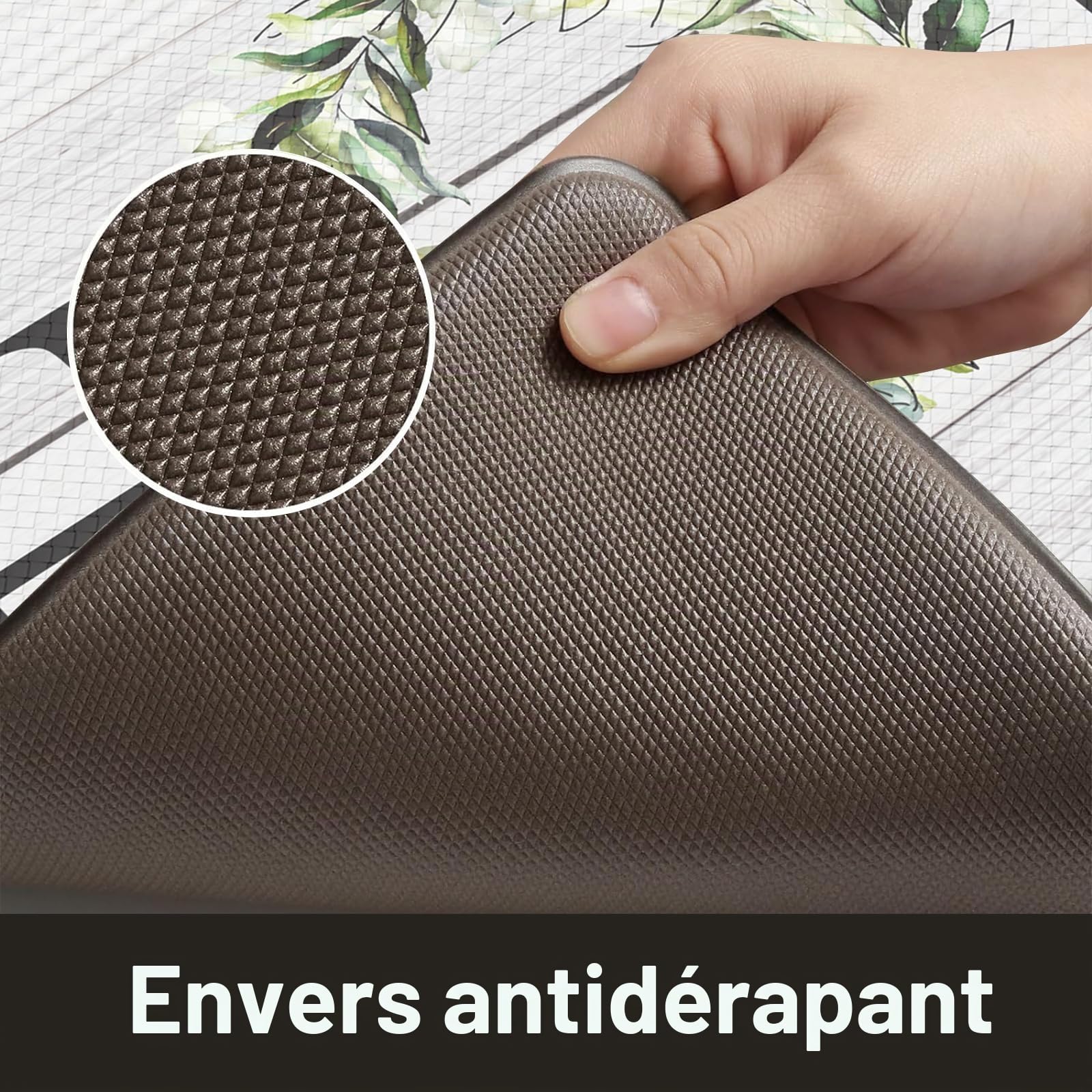 KIMDOE Lot de 2 Tapis de Cuisine Anti-Fatigue antidérapants et imperméables pour Cuisine, sols intérieurs, Bureau, buanderie, évier, Maison
