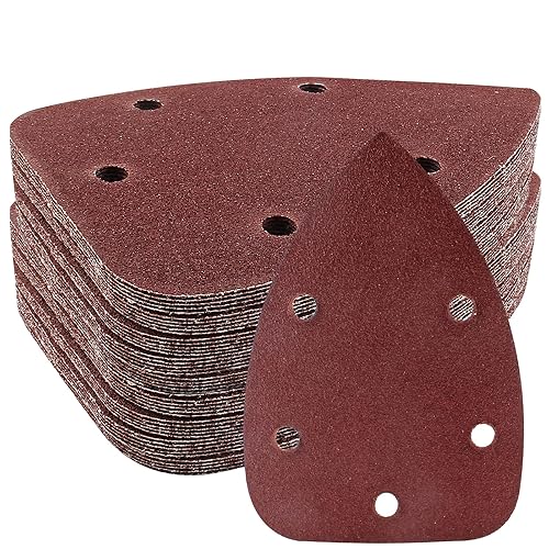 Miniatura 25 de 50 piezas de lijadora de grano 60 con detalle de ratón, papel de lija de 5 agujeros, almohadillas de lija de gancho y bucle, hojas de lijado