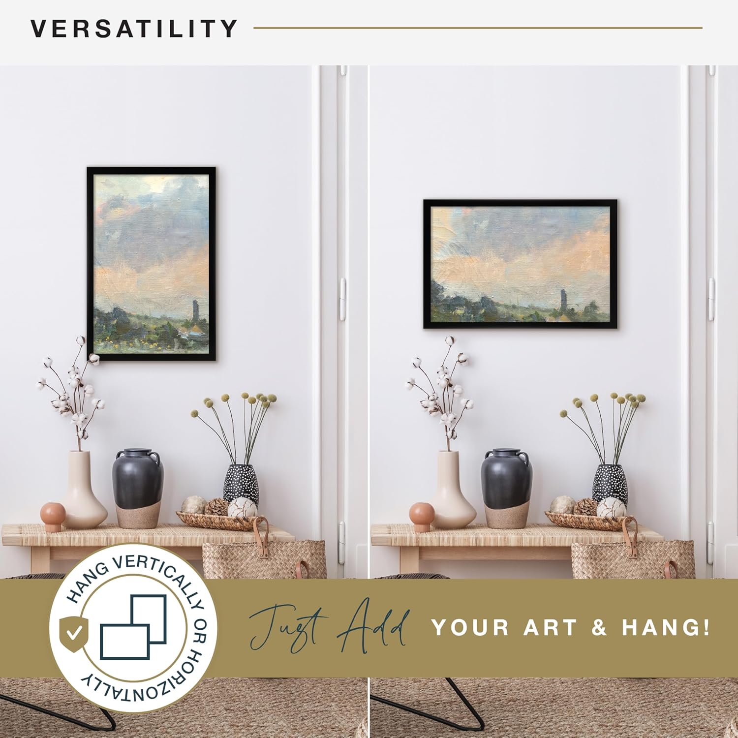 MCS Foundation 11x17 Poster Frame Traditional Black, Vertical & Horizontal Wall Hanging Large Picture Frame for Photos, Posters & Art Prints (1-Pack)
