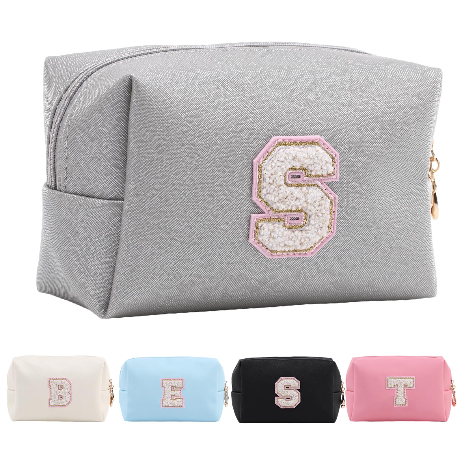 Personalized Makeup Bag,Waterproof Travel Makeup Pouch Cosmetic Bag Birthday Gift for Women Mom，Bride Bridesmaid Cosmetic Bag A-Z — view 43
